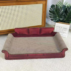 Red Sofa Shape Cat Scratcher, 19.9” Large 2-in-1 Cat Scratcher Lounge Bed, Sturdy Cardboard Scratching Board, Furniture Protector for Indoor Cats