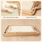 Cat Scratching Pad with Ball Track Toy Interactive Cat Scratcher Board with Rolling Balls Natural Wood Sisal Cat Scratch Pad for Indoor Cats