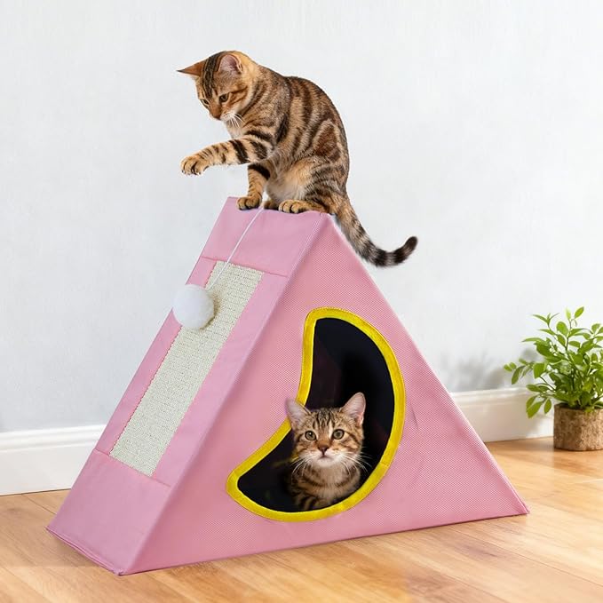 Upgraded Cat Scratcher House, 3 in 1 Foldable Sisal Cat Scratcher, Double-Sided Usability, Durable Cat Furniture for Cats to Play, Scratch, and Sleep