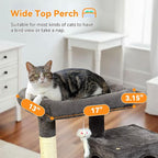 Cat Tree, 29.5 Inches Cat Tower with Dual Condos for Indoor Cats, Plush Cat House with Padded Perch, Scratching Ramp and Posts -Dark Gray