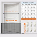 Magic Mesh Dog Gate for Doorways – Indoor Pet Gate 30"x70" for Kitchen, Stairs, Hallway, Fits 64–66" Wide Openings