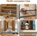 Short Dog Gate,18"-45" Adjustable Extra Wide Metal Dog Gate to Step Over, 10" Tall Small Pet Gate with 3 Extension Kits for Doorway、Stair.