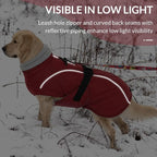 Queenmore Large Coat, Winter Jacket, Waterproof Puffy Snowsuit for Dogs - Adjustable Reflective Fleece Lining Warm Padding Parka for Cold Weather, Red L