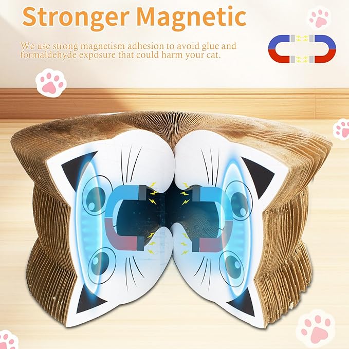 Upgraded-Magnetic Magic Organ Cardboard Cat Scratcher Board Toy, New Feather Balls Cardboard Scratching Pad for Mental Physical Exercise, Interactive Toys for Indoor Cats, Kitty