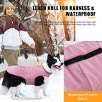 iBuddy Dog Winter Coat for 2X- Large Dogs, Easy on XXL Dog Snow Jacket Velcro Waterproof Pet Puffer Clothes with Harness Hole Adjustable Reflective Quilted Pet Cold Weather Vest for Girl Female