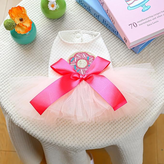 Furbabycare® Elegant Sweet Easter Puppy Dog Blingbling Princess Skirt Pet Dog Lace Cake Camisole Tutu Dress C-Doughnut X-Small