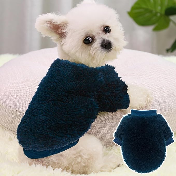 2 Pieces Dog Sweaters for Small Dogs Boy Fall Winter Warm Puppy Clothes Fleece Chihuahua Sweater Cute Small Dog Clothes for Girls Male Cat Clothing, Medium