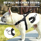 PUPTECK No Pull Dog Harness for Large Dogs, Adjustable Reflective Pet Vest Harness with Bungee Handle, Escape Proof No Choke Harness for Large Dogs Walking Training, Black L