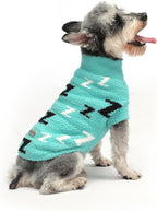 Dog Sweaters Dog Pullover Sweater Puppy Clothes Cold Weather Cable Knitwear Thick Warm Outfits for Medium Dogs (Turquoise-L)