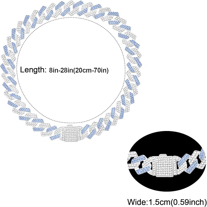 Metal Diamond Dog Chain Dog Training Chain with Secure Buckle Pet Collars for Large Medium Dogs