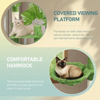 48in Plush Cat Tree with Leaves,Multi-Level Cats Tower,Large Pet Activity Center,with Sisal Scratching Post, Cat Condo, Padded Beds, Cozy Hammock,for Kittens and Indoor Cats (Green)