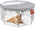 PJYuCien Dog Playpen Mesh Top Cover,Fits 24 Inch 8 Panels Metal Exercise Pet Pen, Elastic Buckles Connections, Grey(Note: Only Cover, Fence Not Included)