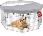 PJYuCien Dog Playpen Mesh Top Cover,Fits 24 Inch 8 Panels Metal Exercise Pet Pen, Elastic Buckles Connections, Grey(Note: Only Cover, Fence Not Included)
