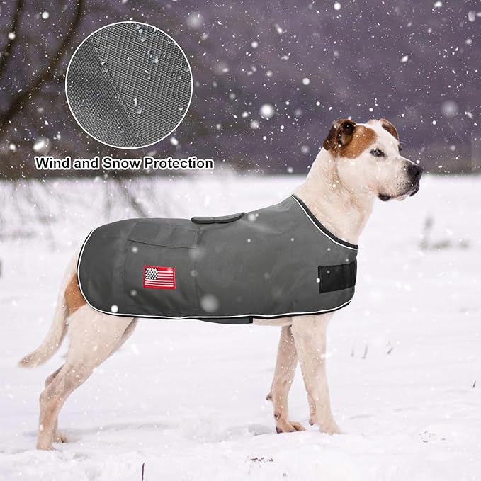 BEAUTYZOO Dog Winter Coat for Medium Dogs Waterproof, Warm Reflective Great Dane Oxford Canvas Jacket, Fleece Dog Cold Weather Coats Windproof for Female Male Dogs, Grey M