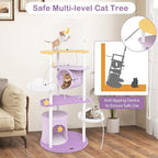 PETSITE 62 inch Moon and Star-Themed Cat Tree, Modern Multi-Level Cat Tower with Moon-Shaped Top Perch, Star-Shaped Hanging Toys, Barrel-Shaped Hammock, and Cat Condo, Cute Cat Tree for Indoor Cats
