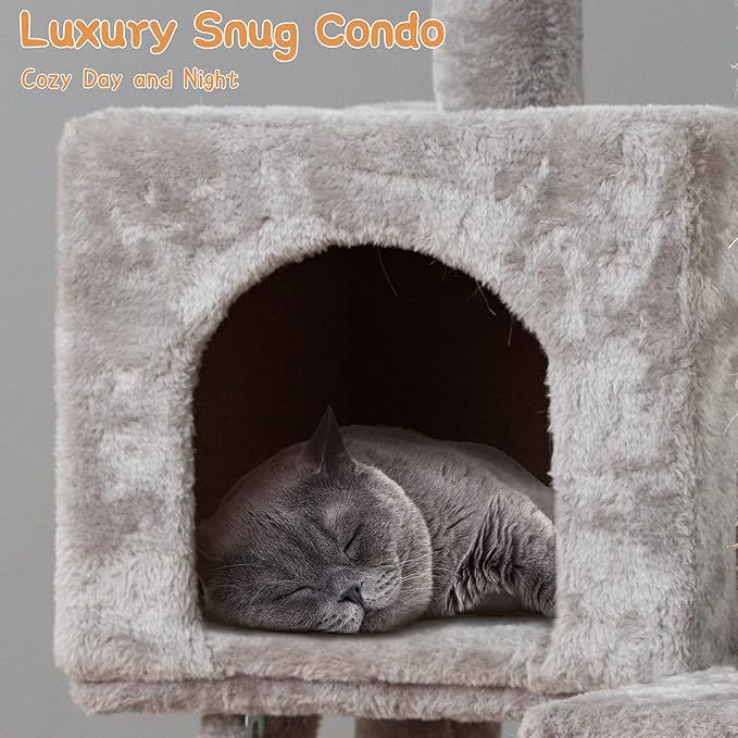 Auroth Cat Tree,42" Cat Tower with Stable Base for Indoor Cats, Large Cat Condo with Plush Perches, Toys & Natural Sisal Scratching Posts, Multi-Level Small Cat furniture Perfect for Kittens Play,Rest