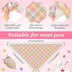 Abbylike 50 Pcs Easter Plaid Dog Bandanas Bulk Pastel Plaid Bandanas for Dogs Triangle Kerchief Bibs Scarf Set for Pet Easter Costume Photo Props Accessories Pet Shops, 25 Styles (25.6 x 17.7 x 17.7)