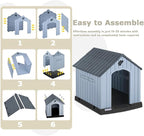 PUKAMI Dog House Outdoor Indoor for Medium Large Dogs, Plastic Dog House Weatherproof, Sturdy Puppy Shelter with Air Vents and Elevated Floor, Easy Clean and Assemble (Grey, 31.5"D x 33.5"W x 33.9"H)