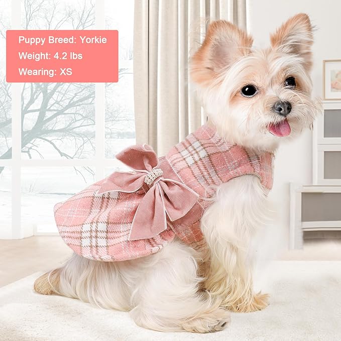 Dog Sweaters Dog Clothes for Small Dogs Boy Girl Fall Puppy Dress Warm Fleece Chihuahua Yorkie Teacup Doggie Sweaters Dresses Doggy Sweater for Small Dogs Girl Cat Outfit, Pink, M
