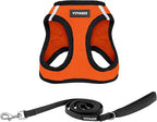 Best Pet Supplies Voyager Step-in Air All Weather Mesh Harness and Reflective Dog 5 ft Leash Combo with Neoprene Handle, for Small, Medium and Large Breed Puppies - Orange/Black Trim, Large