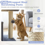 Tangkula Small Cat Tree for Indoor Cats, Cat Tower with Sisal Scratching Posts, Hanging Pompom, Cat Condo with Large Padded Plush Perch for Small Spaces, Kittens (Dark Grey)