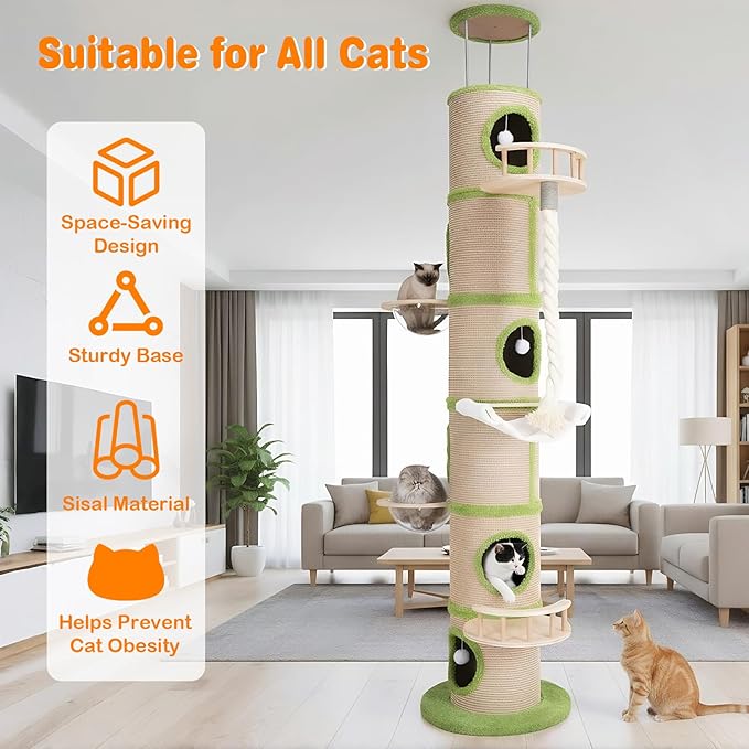 Forest Large Cat Tree with Scratching Post Tall Cat Tree Tower Super Large Cat Tree Tower for Indoor Cats Adults