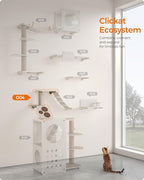Feandrea Clickat Collection - No.004 Cat Stairs, Wall-Mounted Cat Ladder with Shelves, Self Groomer, Extremely Quick Assembly, Unlimited Expandability, Replaceable Washable Felt Pads