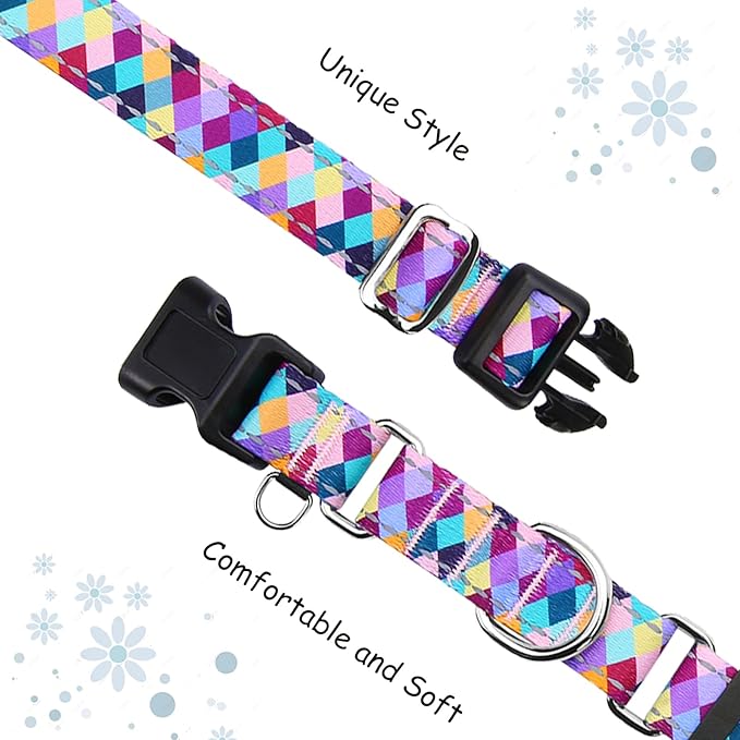 Reflective Martingale Collar for Dogs with Quick Release Buckle No Pull Training Dog Collars (Colorful Geometric, XSmall)