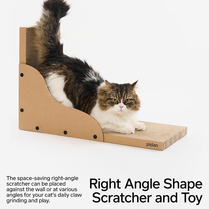 pidan Cat Scratcher Cardboard,L Shape Cat Scratchers for Indoor Cats Scratching Board,A-Grade Corrugated Base Paper,Safe Glue (L Type)