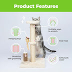 Best Pet Supplies Catify Cat Scratcher, Fun Interactive Scratchers, Posts, Poles, Claw Safe, Furniture Saver Indoor Play Support Natural Cat Behaviors Heavy Duty - Beige, 15.71 x 15.71