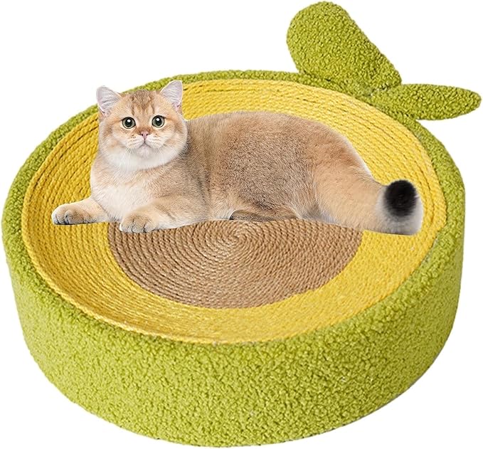 Fruit Cat Scratcher, Cat Fruit Scratcher, Fruit Shaped Cat Scratcher, Orange Round Cat Bed, Wear-Resistant Sisal Cat Supplies,to Meet The Cat's Nature of Grinding and Scratching (Avocado)