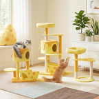Happy & Polly Cat Tree, Cats, 53.2x22.4x18.1 Inches, All Breed Sizes, Climbing, Indoor, Wood and Sisal, Floor Mount, Modern