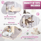 Cat Tree, 72in 8-Level Cat Tower with Sisal Scratching Post, Soft Top Platfomm, Basket, 2 Hidden Cat Condo, Balls, Space Saving Cat Condo, Indoor Pet Play House for 5 Cats, Light Grey