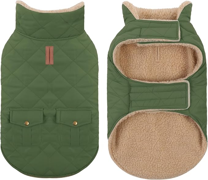 Dog Winter Jacket for Extra-Large Dogs, Pet Windproof Cold Weather Coats, Pets Clothes Snow Jacket, Golden Retriever, Labrador Retriever, Husky, Army Green XL