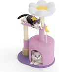 Magshion 33" Flower Cat Tree for Indoor Cats, Compact Cat Tower with Condo, Scratching Posts, Flower Perch & Dangling Toys for Kittens & Small Cats, Cute Cat Furniture Stand, Purple