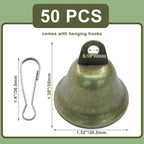 100pcs Vintage Bronze Jingle Bells with Spring Hooks - Mini Craft Bells for Christmas Decor, Dog Potty Training, Wind Chimes, Wedding Door & DIY Crafts (1.5 X 1.7 Inch)