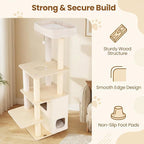 Tangkula Tall Cat Tree, 63 Inch Multi-Level Wood Cat Tower with Sisal Scratching Posts & Mat, 2-Story Condo, Plush Padded Top Perch, Dangling Ball, Modern Cat Tree Tower for Indoor Cats Large Adult