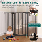 Cumbor 36" Extra Tall Baby Gate, 30-54" Wide Dog Gates for Large Dogs, Dual Lock & Self-Closing Child Gate for Stairs, Doorways & Hallways, Pressure Mounted Safety Proofing for Babies & Pets, Black
