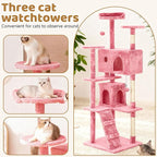 BestOffice 70 Inch Cat Tree, Multi-Level Cat Tower with Condo, Perches, Sisal Scratching Posts, Climbing Ladder,Indoor Activity Center Play House for Kittens & Adult Cats,Pink