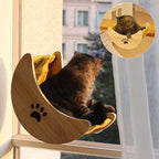 Cat Window Perch Hammock Bed with Strong Suction Cups, Space-Saving Window Cat Bed for Indoor Cats, Multi-Use Moon Shelf for Desk or Window