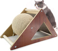 Fhiny Cat Scratcher Toy with Sisal Ball, 2-in-1 Rope Ball with Bell & Cardboard Cats Scratching Interactive Solid Wood Durable Scratch for Indoor Kitties Wear-Resistant Furniture Supplies