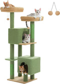 PEQULTI 53" Cat Tree for Indoor Cats, Multi-Level Cat Tower with Cozy Cat Condo Clearance Prime, Green