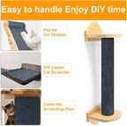 Large Cat Scratching Mat, 118"x15.8" Self-Adhesive Cat Scratch Furniture Protector, Trimmable DIY Cat Wall Climbing Carpet, Cat Couch Protector, Cat Scratching Pad Replacement (Dark Gray, 30 Nails)