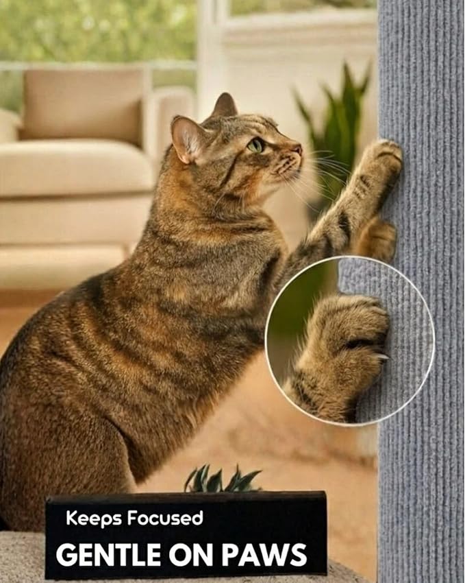 Trimmable Self-Adhesive Cat Scratch Mat, DIY Climb Scratcher for Cat Tower, Couch, and Furniture Protector, Replacement Pads (Grey, 23.6''x11.8'', 3-Pack)
