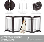 PAWLAND 96-inch Extra Wide Dog gate for The House, Doorway, Stairs, Freestanding Foldable Wire Pet Gate, Set of Support Feet Included (Espresso, 30" Height-4 Panels)