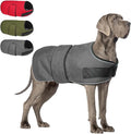 BEAUTYZOO Dog Winter Coat for Large Dogs Waterproof, Warm Reflective Great Dane Oxford Canvas Jacket, Fleece Dog Cold Weather Coats Windproof for Female Male Dogs, Grey L