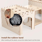 Woiworco Extra Large Rabbit Castle Hideout Bunny House for Easter Day with 3 Houses and Toys, Wooden Bunny Hideout Indoor Large Rabbit Hutch Play Houses and Hideouts Nut Castle Hamsters