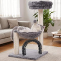 Small Cat Tree Tower for Indoor Cats, 27.8" Multi-Level Cat Tree with Scratching Posts| Plush Hammock| Perch| Self Groomer Brush| Dangling Ball for Kittens/Small Cats Play & Rest