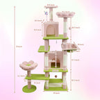 Adorable Flower Cat Tree Tower – Multi-Level Cat House with Cozy Condo, Scrat Ching Posts, Hammock & Play Perch for Indoor Cats, Large Top Perch, Hammock, Tall Pet Climbing Stand (Pink 71”)