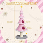 59 Inches Christmas Cat Tree for Indoor, Cat Tower with 2 Condos and Scratching Post,Christmas Tree Party Decoration Activity Center Play House (Pink)